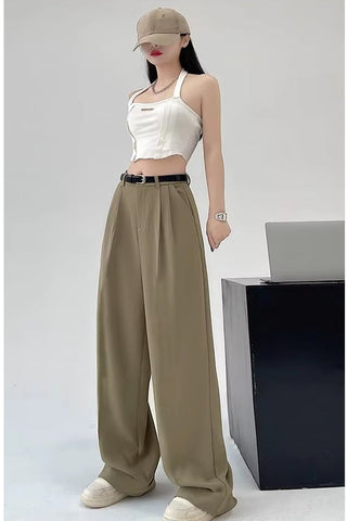High Waist Loose Straight Office Long Pants