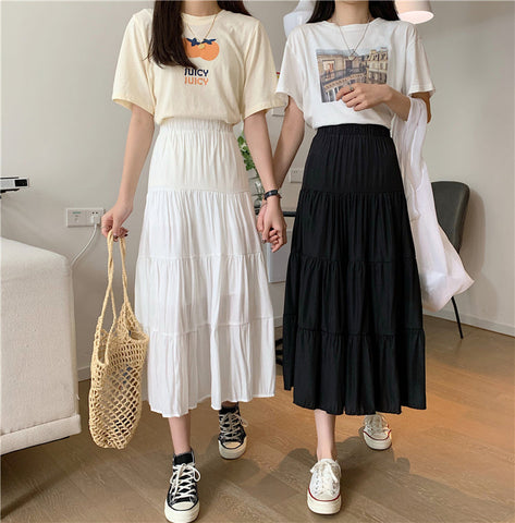 High Waist Vintage Elastic Chiffon Skirts