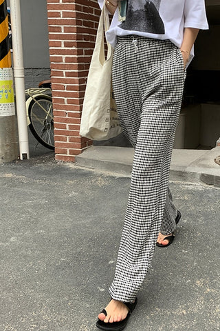 Elegant Plaid Wide Leg Long Pants