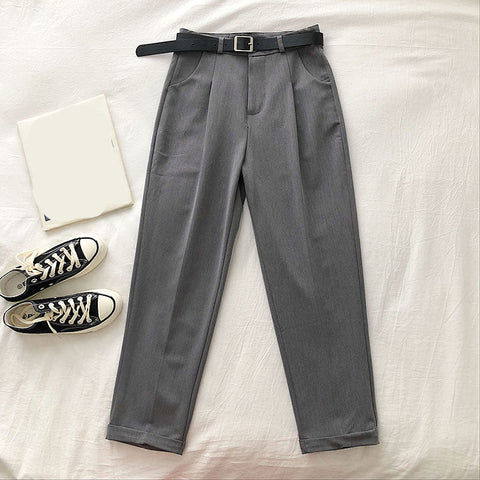 High Waist Elegant Straight Long Pants With Belt