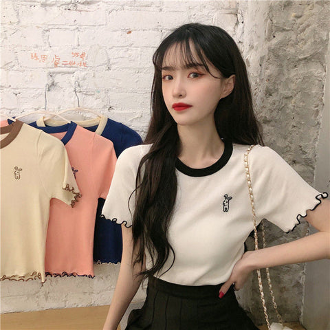 Rabbit Pocket Embroidered Casual Shirt