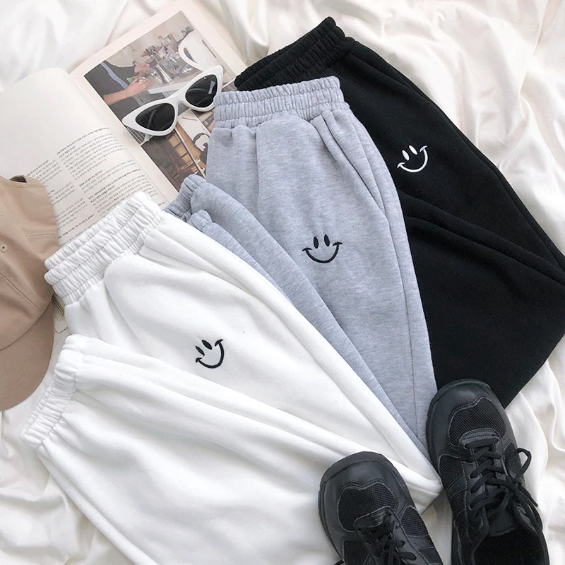 Smiley Face Embroidery Sweatpants