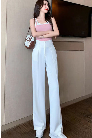 High Waist Zipper Loose Office Pants