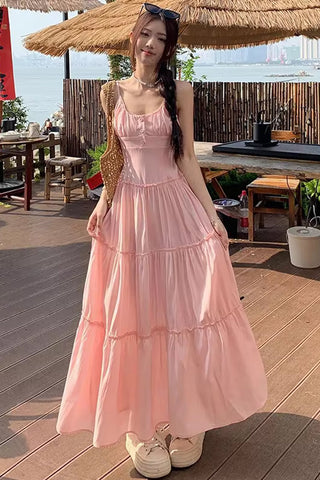 A-Line Spaghetti Strap Long Beach Dress