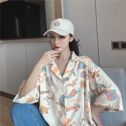 Classic Dinosaurs Printed Loose Shirt