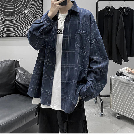 Long Sleeve Streetwear Plaid Shirt