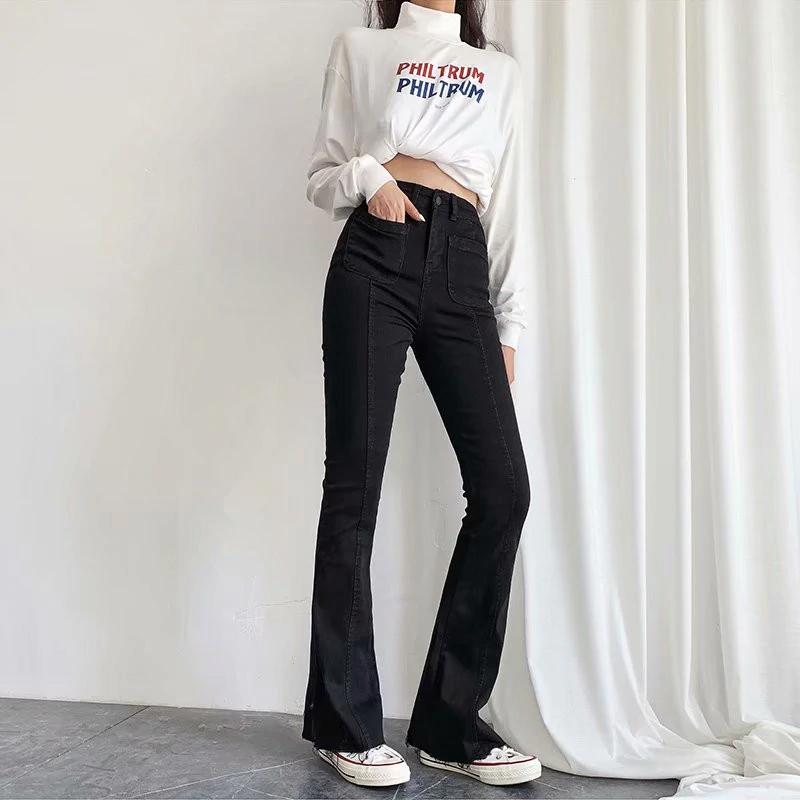 High Waist Stretch Wide Leg Jeans