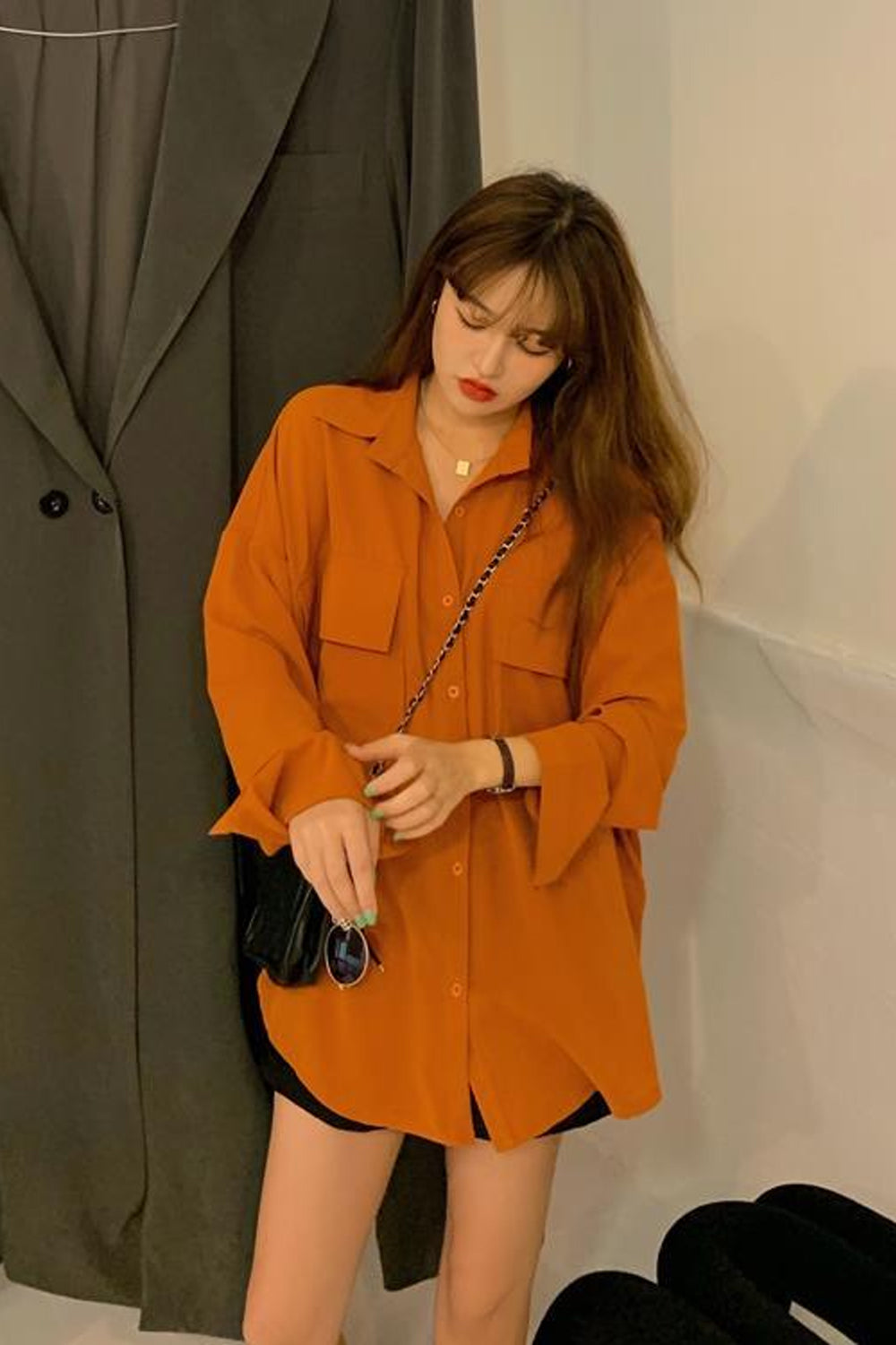3 Colors Loose Pocket Stylish Blouse Shirt