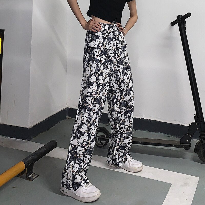 Vintage Faces Full Printed Long Pants