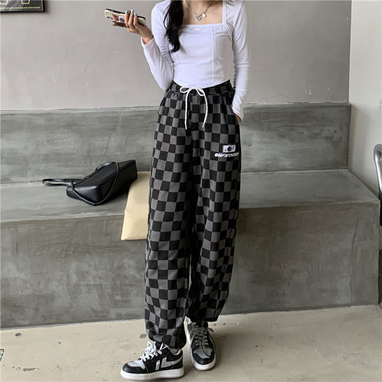 Casual Plaid Checkerboard Jogger Sweatpants