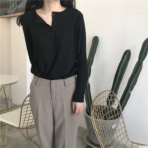 Long Sleeve Basic Colors Simple Shirt