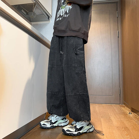 Hip Hop Patchwork Cargo Pockets Men Pants