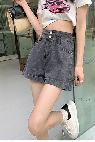 High Waist Retro Simple Denim Shorts Jeans
