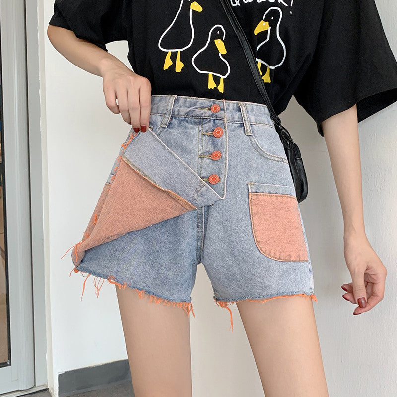 Farbe Pocket Style Denim Shorts Hose 