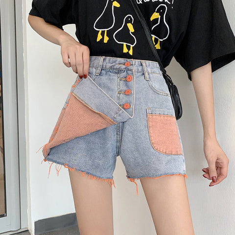 Farbe Pocket Style Denim Shorts Hose 