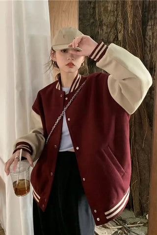 Loose Casual Color Varsity Baseball Jacket