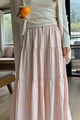 Loose A-Line Sweet Ruched Long Skirts