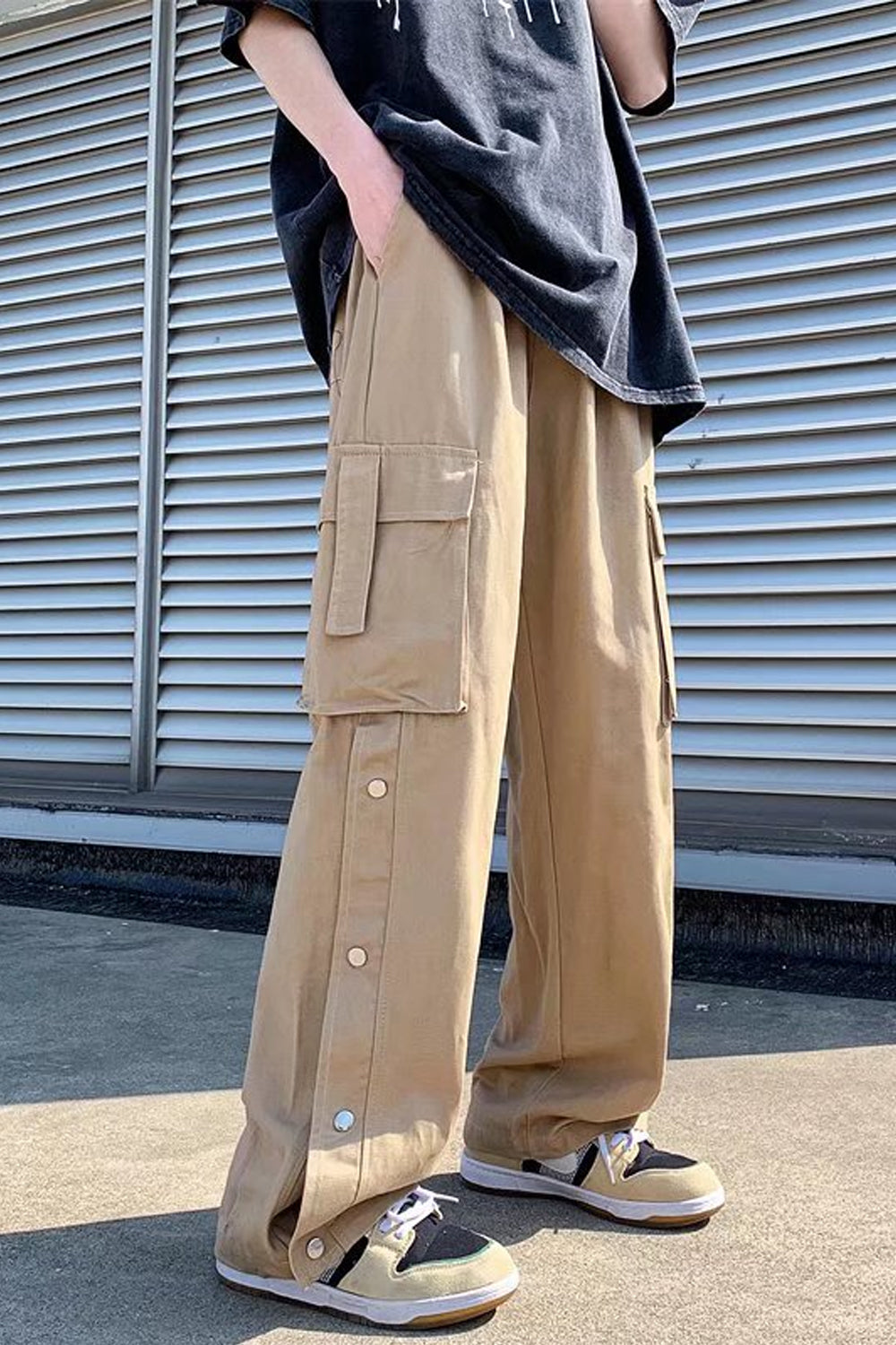 Loose Cargo Pockets Straight Casual Men Pants