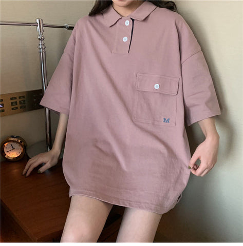 Camisas holgadas de manga corta con bolsillos 