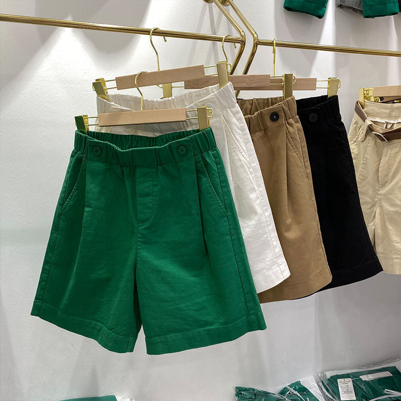 Pantalones cortos casuales de verano con cintura elástica alta 