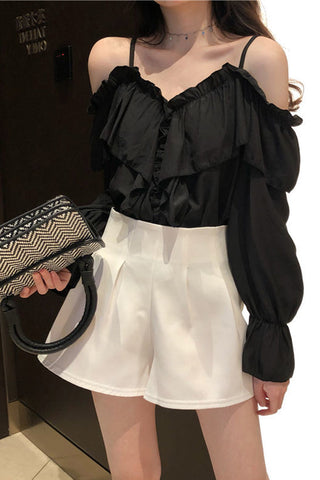 Sexy Off Shoulder Ruffles Blouse Shirts