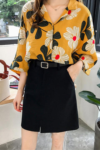 Loose Flowers Pattern Blouse Shirt