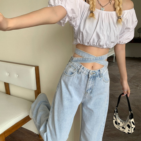 Denim Retro High Waist Hose