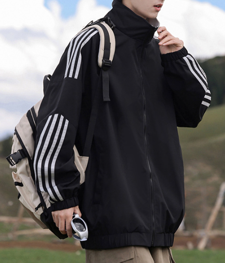 Men's Contrast Striped Zip Up Jacket