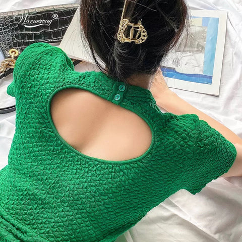 Sexy Strickshirt mit ausgehöhltem Rücken 