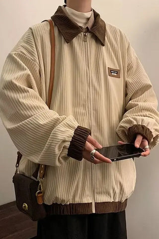 Vintage Lapel Collar Loose Men Jacket