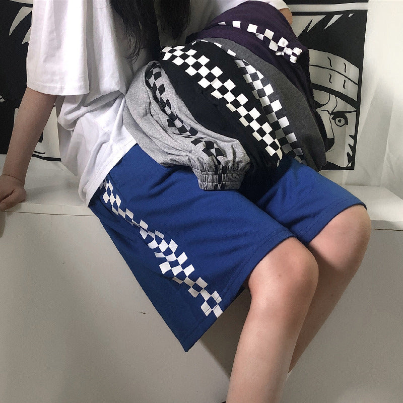Side Checkered Plaid Shorts Pants