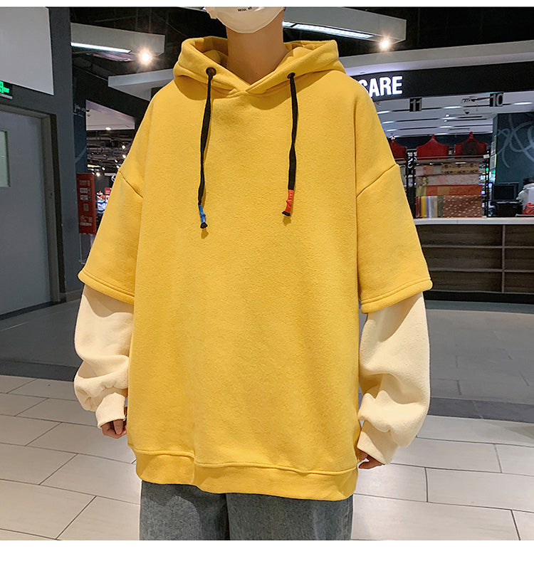 Sudadera con capucha de hip hop de dos piezas falsa 