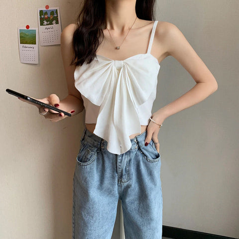 Butterfly Knot Bow Tie Backless Camisole Crop Tops