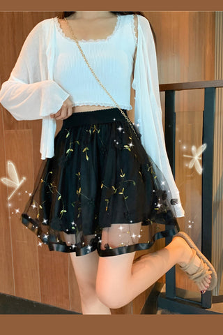 Mesh Floral Summer Elegant Mini Skirt