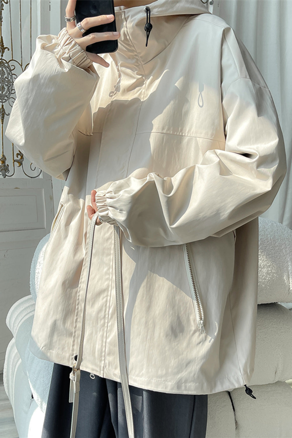 Loose Windbreaker Hooded Cargo Jackets