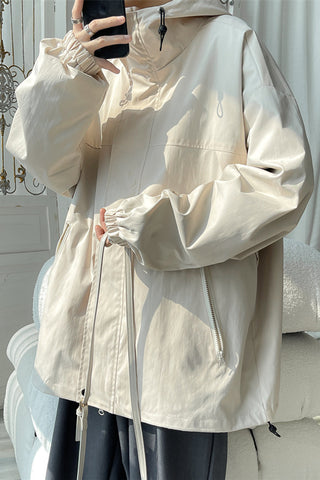 Loose Windbreaker Hooded Cargo Jackets
