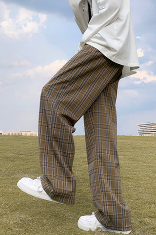 Pantalones holgados de cuadros estilo hip hop para hombre 