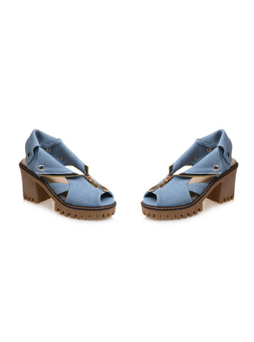 Denim Platform Sandals Women High Heel Sandal