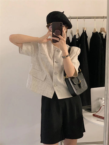 Short Sleeve Elegant Slim Office Blazers