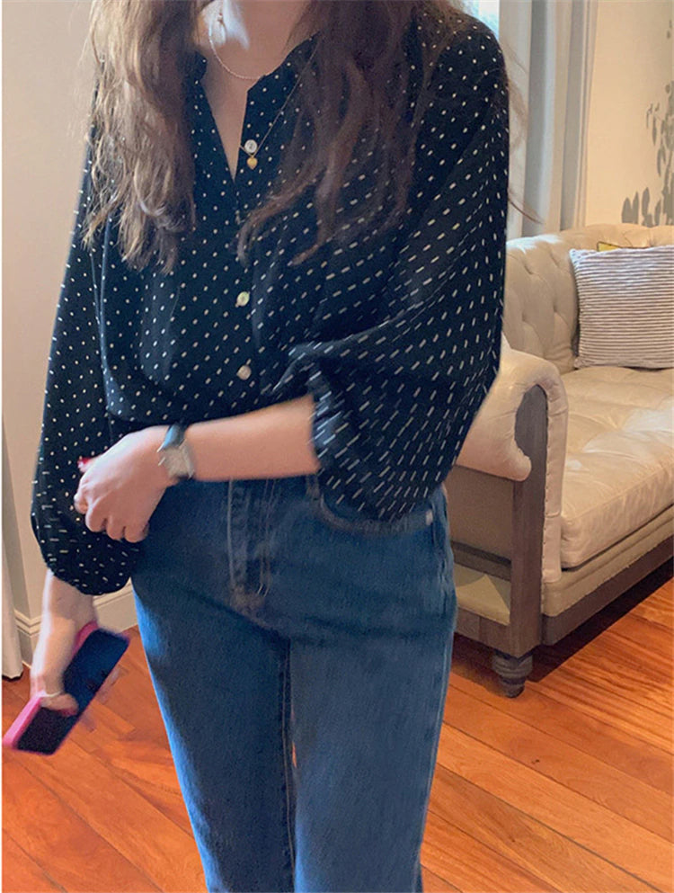 Elegant Dot Pattern Office Blouse Shirt