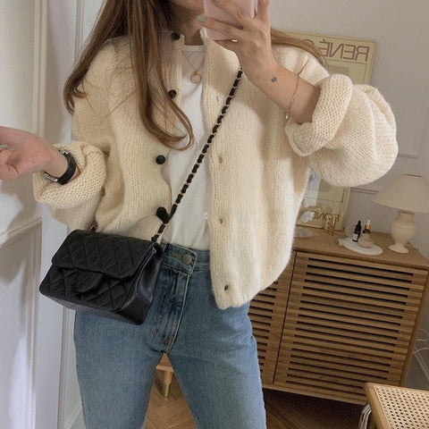 Long Sleeve Button Knitted Cardigan Sweater