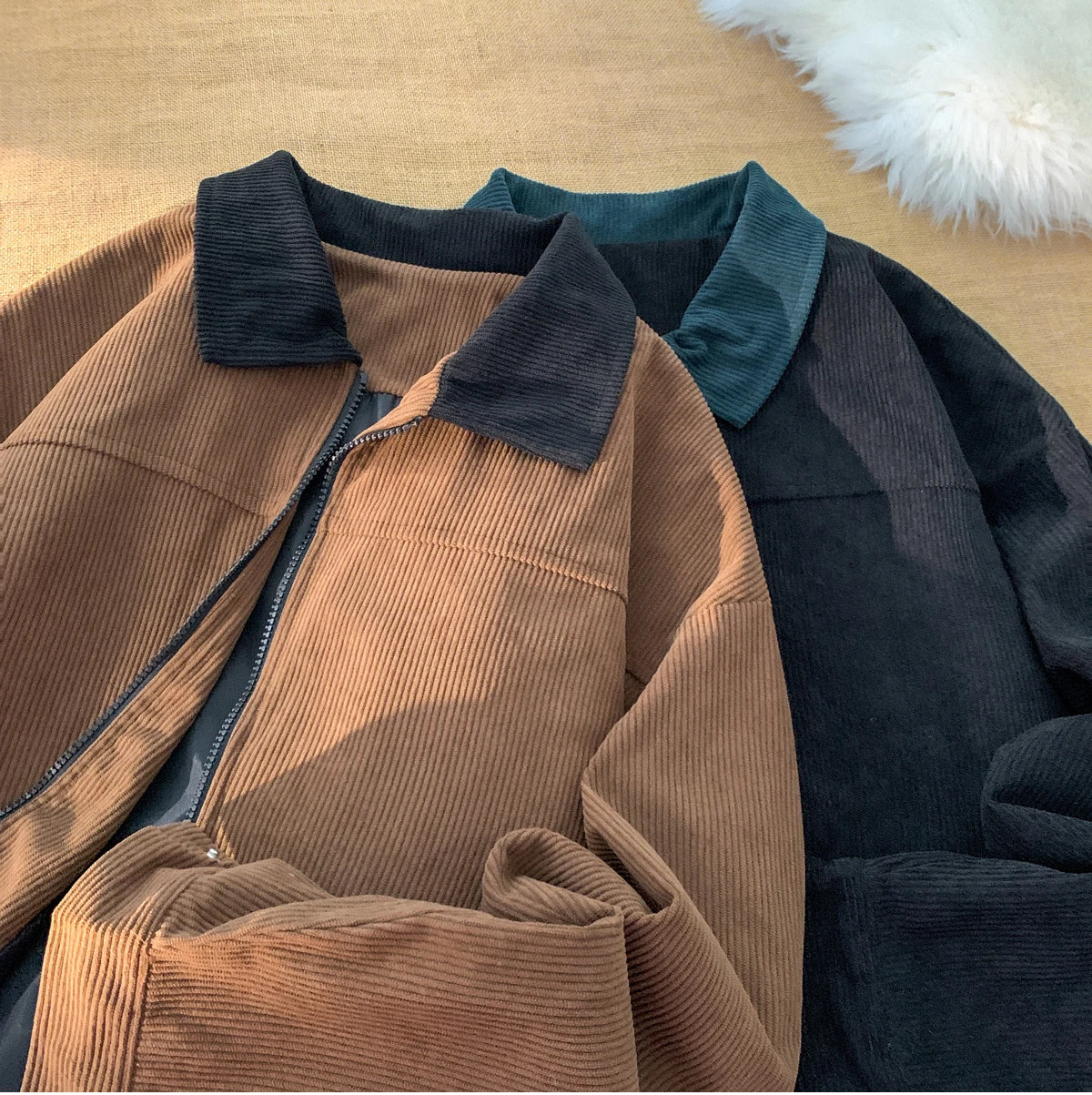 Loose Trendy Lapel Collar Corduroy Jacket