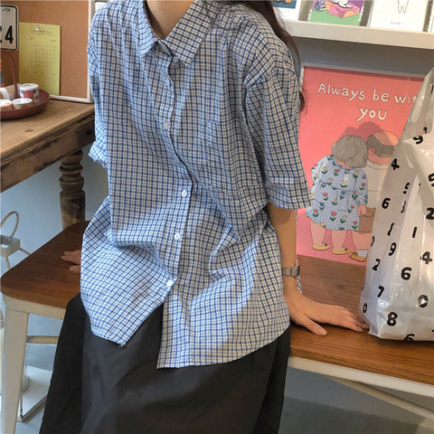 Small Plaid Cute Colors Blouse Shirt