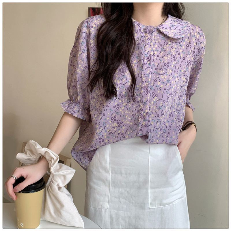 Casual Retro Floral Pattern Elegant Shirt