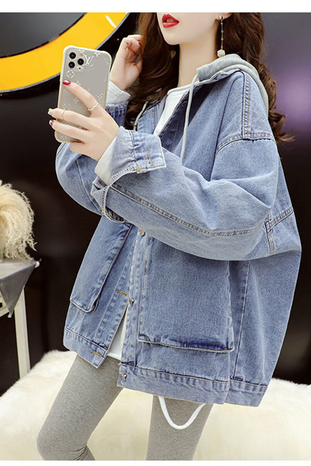Loose Casual Hooded Denim Jackets