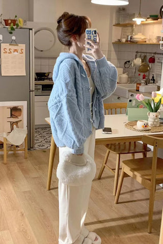 Loose Sweet Knitted Hooded Sweater