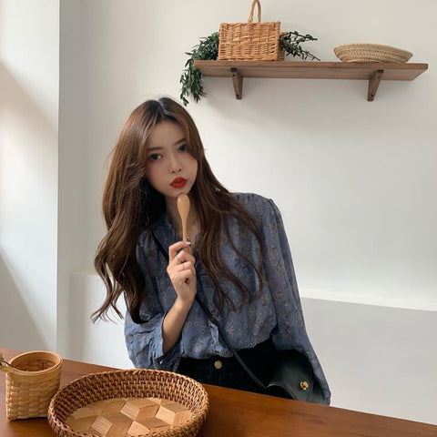 Florals Pattern Printed Blouse Shirt
