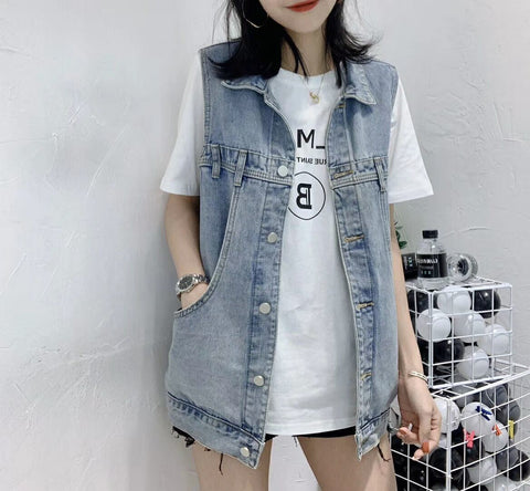 Loose Sleeveless Denim Vest Jacket
