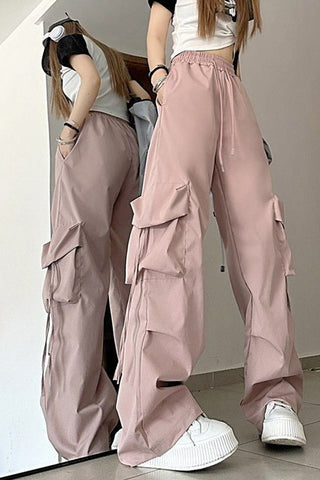 Cute Colors Cargo Pockets Long Pants