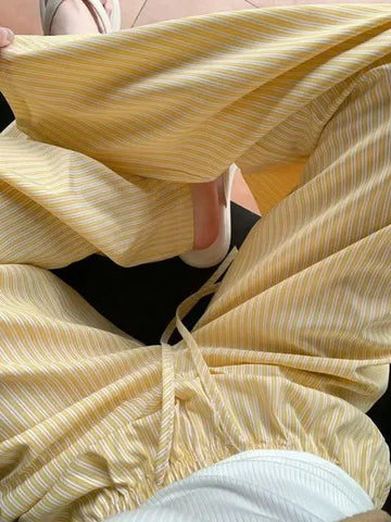 Loose Striped Wide Leg Thin Pants